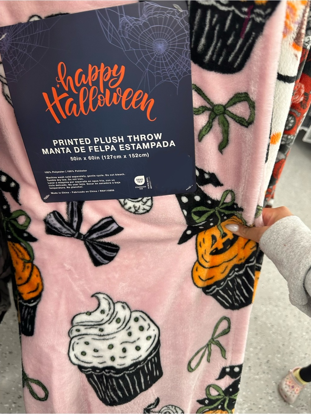 Happy Halloween Pink Printed Plush Throw Blanket